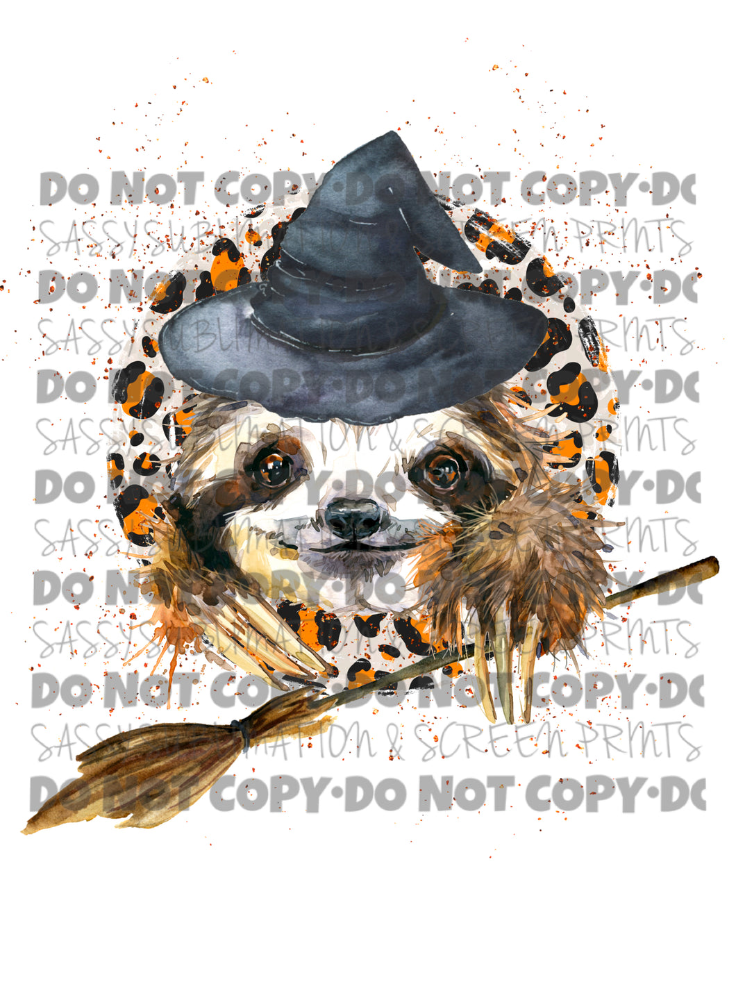 Sloth Witch Halloween Sublimation Transfer