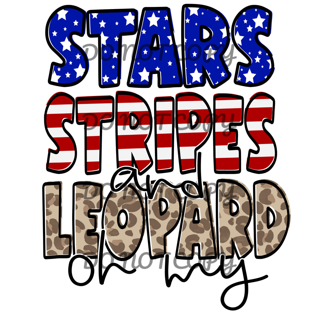 Stars Stripes and Leopard Oh My Sublimation Transfer