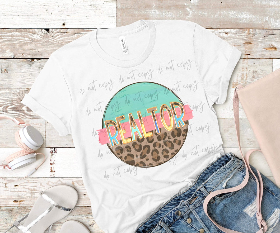 Realtor Leopard Color Circle TRANSFER