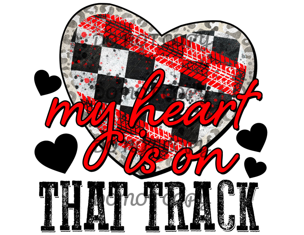 Red Race My Heart Is On That Track Sublimation Transfer