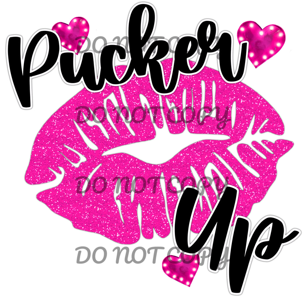 Valentines Pucker Up Pink Black Sublimation Transfer