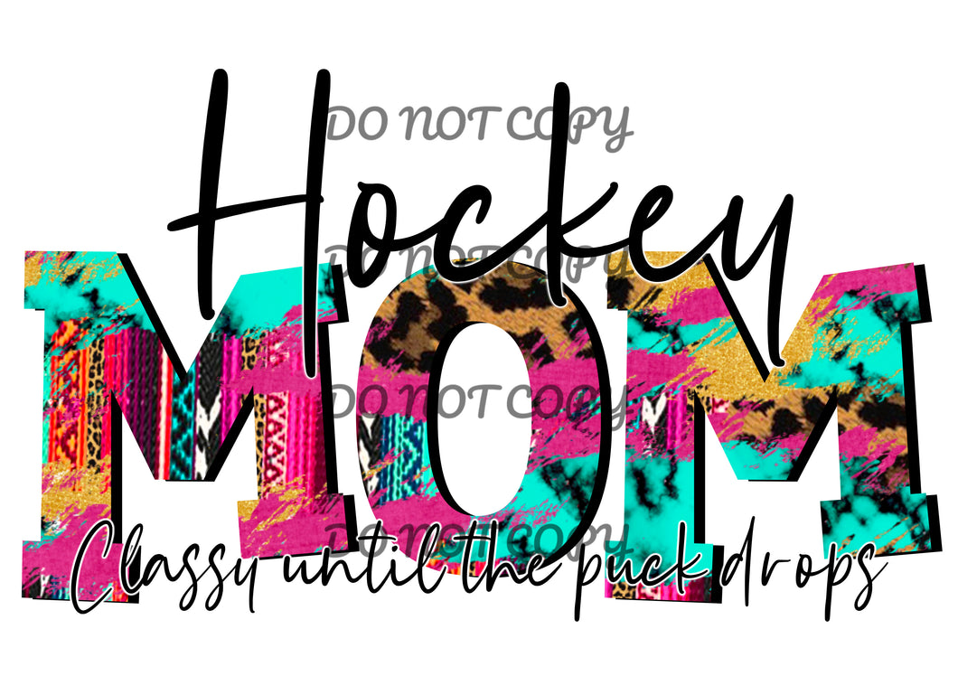 Pink Leopard Aztec Hockey Mom Sublimation Transfer
