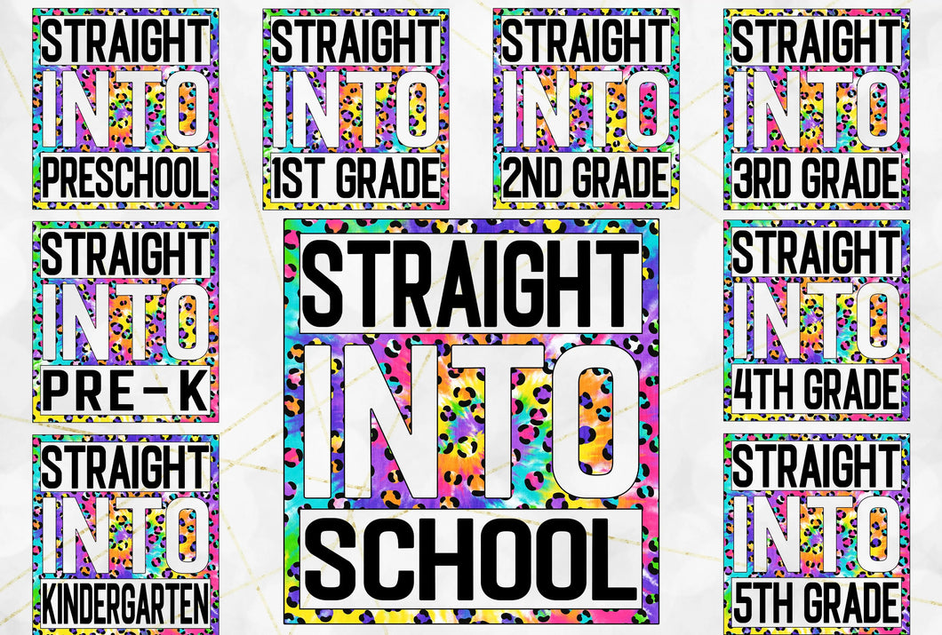 Straight Into School Tie Dye Leopard School Grades DTF TRANSFER