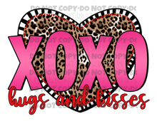 Load image into Gallery viewer, XOXO Hugs &amp; Kisses Pink Leopard Heart TRANSFER
