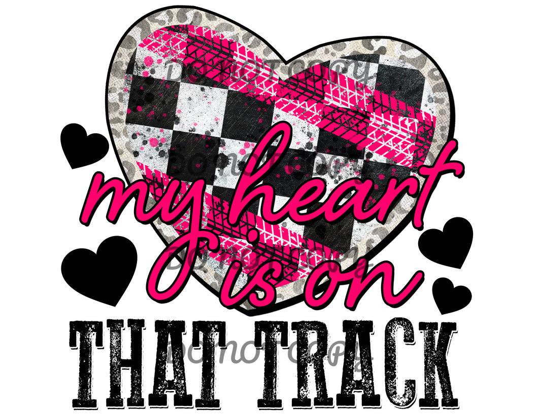 Pink Race My Heart Is On That Track Sublimation Transfer