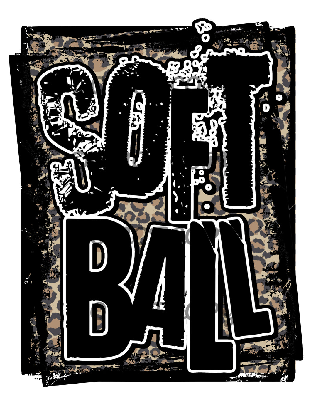 Softball Leopard Black Box Sublimation Transfer